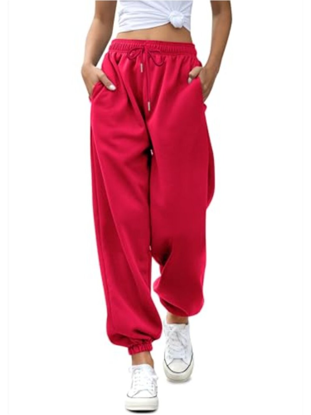 High Waist Drawstring Sweatpants with Pockets for Women Loose Fit